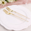 24 Pack | Gold Glittered Disposable Forks, Plastic Silverware, Cutlery
