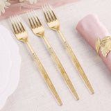 24 Pack | 9inch Gold Heavy Duty Plastic Forks with Glitter Handle