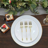 24 Pack | 6inch Gold / Clear Glittered Plastic Dessert Forks With Roman Column Handle