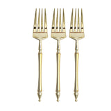 24 Pack | 6inch Gold Plastic Dessert Forks With Roman Column Handle, Disposable Utensils#whtbkgd