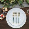 24 Pack | 6inch Gold / Hunter Emerald Green Plastic Dessert Forks With Roman Column Handle