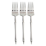 24 Pack | 6inch Silver Plastic Dessert Forks With Roman Column Handle, Disposable Silverware#whtbkgd