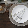 24 Pack | 6inch Silver Plastic Dessert Forks With Roman Column Handle, Disposable Silverware