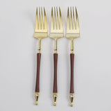 24 Pack | 8inch Gold / Brown Plastic Forks With Roman Column Handle