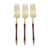 24 Pack | 8inch Gold / Brown Plastic Forks With Roman Column Handle#whtbkgd