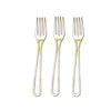 24 Pack | 7inch Gold Modern Hollow Handle Design Plastic Forks, Disposable Silverware#whtbkgd