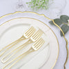 24 Pack | 7inch Gold Modern Hollow Handle Design Plastic Forks, Disposable Silverware