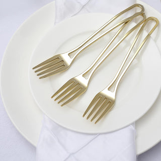 Add Elegance to Your Event with Gold Modern Hollow Handle Design Plastic Forks