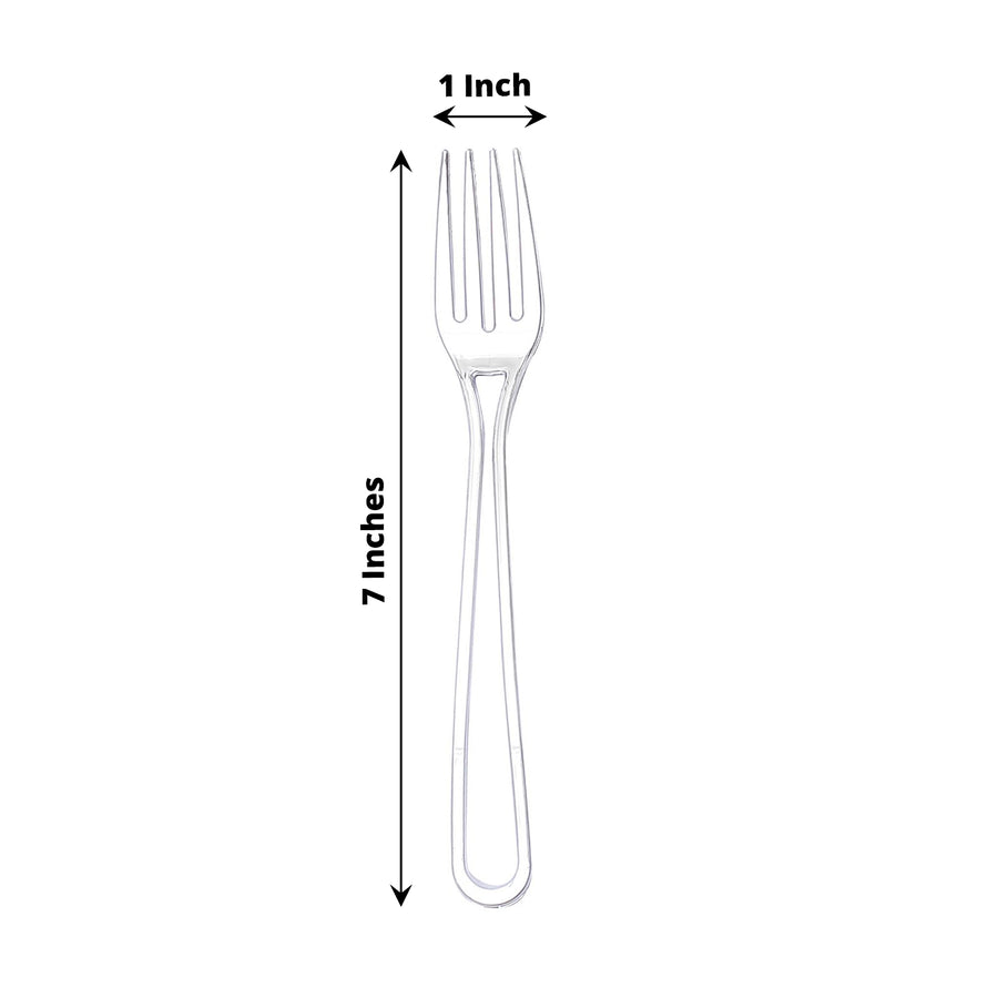 24 Pack | 7inch Silver Modern Hollow Handle Design Plastic Forks, Disposable Silverware
