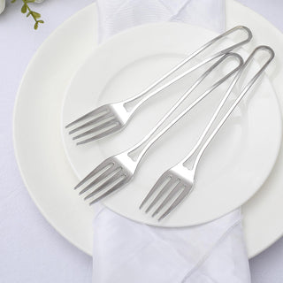 Elegant Silver Modern Hollow Handle Design Plastic Forks
