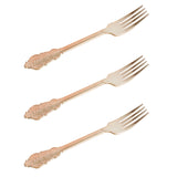 24 Pack | Metallic Rose Gold 8inch Baroque Style Heavy Duty Plastic Forks#whtbkgd