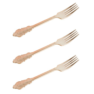 Add a Touch of Glamour with Metallic Rose Gold Baroque Style Forks