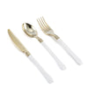 24 Pack | Gold 7.5inches Heavy Duty Plastic Knife with White Handle, Disposable Silverware