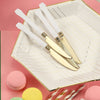 24 Pack | Gold 7.5inches Heavy Duty Plastic Knife with White Handle, Disposable Silverware