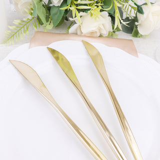 Glamorize Your Table Settings with Glossy Gold Heavy Duty Plastic Silverware