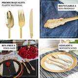 24 Pack | Metallic Gold 8inch Baroque Style Heavy Duty Plastic Forks