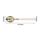 24 Pack | Gold 7inches Heavy Duty Plastic Spoons with Blush Handle, Disposable Silverware