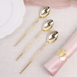 Add a Touch of Glamour to Your Tablescape with Gold Glittered Disposable Spoons