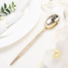 24 Pack | Gold Glittered Disposable Spoons, Plastic Silverware Cutlery