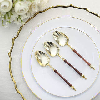 Upgrade Your Table Setting with Gold/Brown European Style Disposable Dessert Spoons