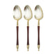 24 Pack | 6inch Gold / Brown European Style Disposable Dessert Spoons With Column Handle#whtbkgd
