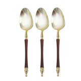 24 Pack | 6inch Gold / Brown European Style Disposable Dessert Spoons With Column Handle#whtbkgd