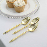 24 Pack | 6inch Gold European Style Disposable Dessert Spoons With Roman Column Handle