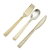 24 Pack | 7inch Hammered Design Gold Heavy Duty Plastic Silverware Set#whtbkgd