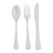 24 Pack 7inch Clear Disposable Plastic Cutlery Set With Fan Flared Tip Handle Heavy Duty#whtbkgd