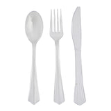 24 Pack 7inch Clear Disposable Plastic Cutlery Set With Fan Flared Tip Handle Heavy Duty#whtbkgd