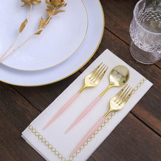 Gold and Rose Gold Premium Disposable Fork and Spoon Silverware Set