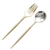 24 Pack | 6inch Metallic Gold Premium Plastic Fork / Spoon Utensil Set#whtbkgd