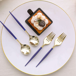 Stylish and Durable Gold and Royal Blue Plastic Utensils