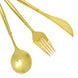 24 Pack | Gold 8inch Modern Plastic Silverware Set Heavy Duty Flatware, Disposable Cutlery#whtbkgd