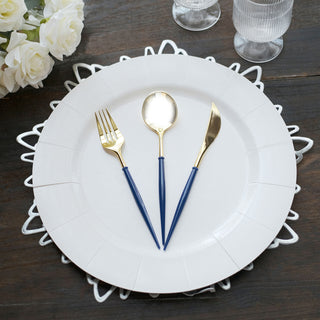 Create a Stunning Table Setting with the 24 Pack | 8" Metallic Gold With Royal Blue Silverware Set