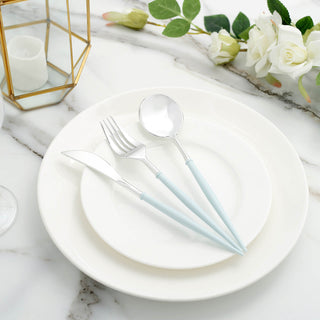 Durable and Elegant Silverware with Baby Blue Handles