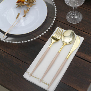 Elevate Your Event with the 24 Pack Metallic Gold With Beige Silverware Set