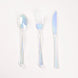 24 Pack | Iridescent Disposable Cutlery Set, Plastic Party Silverware#whtbkgd
