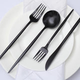 50 Pack | Black Premium Plastic Silverware Set, Heavy Duty Disposable Sleek Utensil Cutlery