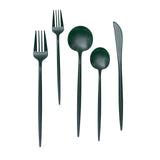 50 Pack | Hunter Emerald Green Premium Plastic Silverware Set#whtbkgd