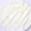 50 Pack | Ivory Premium Plastic Silverware Set, Heavy Duty Disposable Sleek Utensil Cutlery