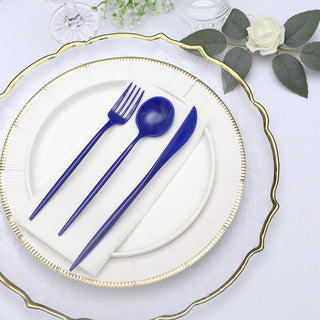 Sleek and Stylish Royal Blue Plastic Silverware Set