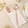 24 Pack | Rose Gold/Blush Sleek Modern Flatware Set, Premium Plastic Silverware Cutlery Set - 8inch