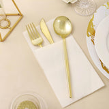 24 Pack | Gold Sleek Modern Plastic Silverware Set, Premium Disposable Knife, Spoon & Fork Set 8inch