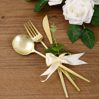 Add Elegance to Your Table with the Gold Sleek Modern Plastic Silverware Set