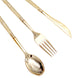 Gold Sparkly Modern Plastic Silverware Set, Heavy Duty Disposable Knife, Fork & Spoon Set#whtbkgd