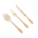 24 Pack | Clear Gold Glittered Heavy Duty Plastic Silverware Set, Disposable Utensils