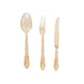 24 Pack | Clear Gold Glittered Heavy Duty Plastic Silverware Set, Disposable Utensils#whtbkgd