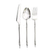 24 Pack | Silver European Style Plastic Silverware Set with Roman Column Handle, Disposable#whtbkgd