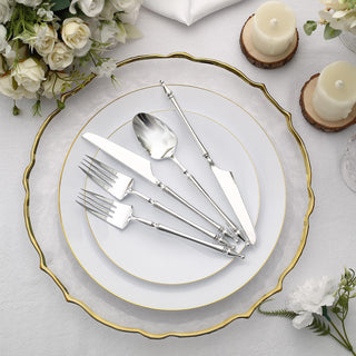 Elegant Silver European Style Plastic Silverware Set for your Special Occasions